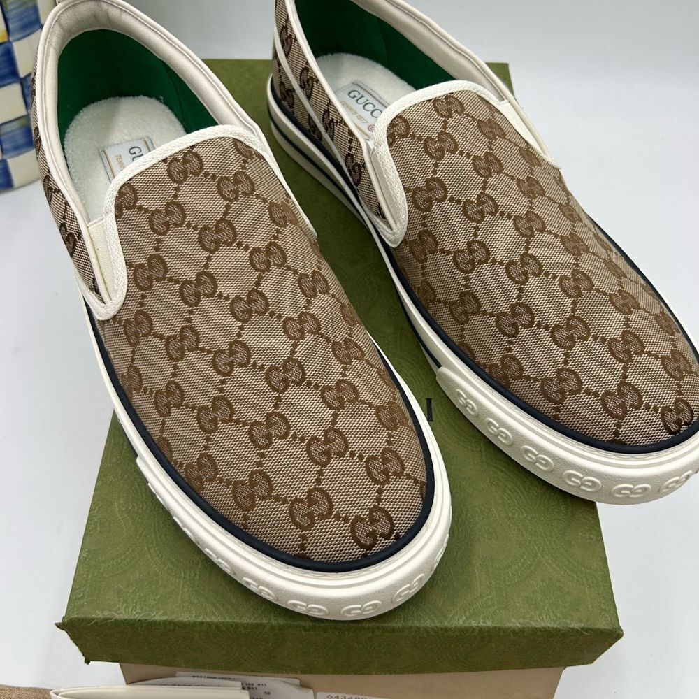 Men’s Gucci tennis 1977 low top sneakers size 12 fits 12.5 US made in Italy - Picture 3 of 8